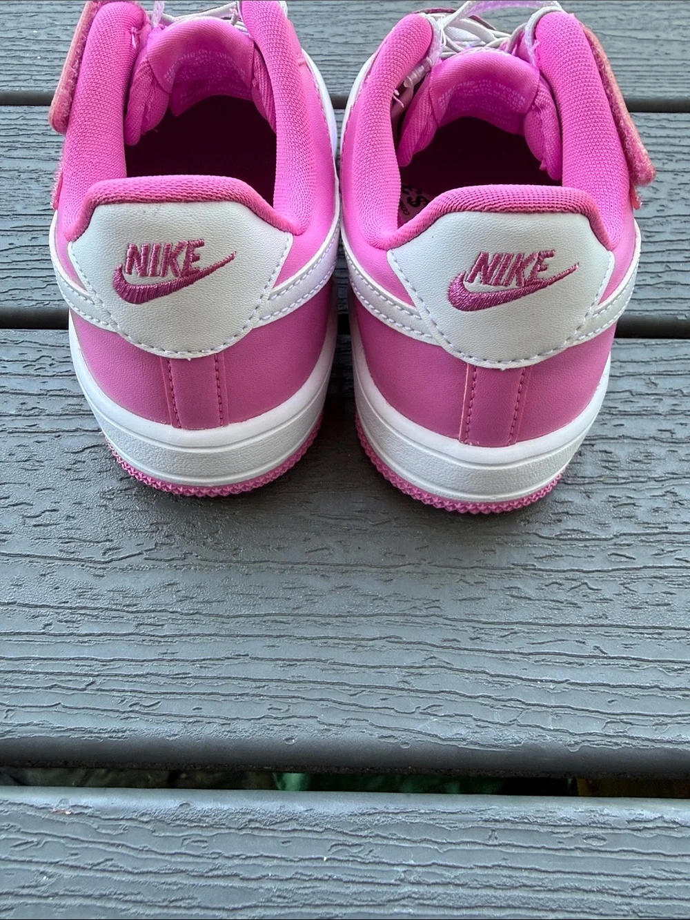 Nike Kids Pink Air Force 1 Low-Top Sneakers with White Swoosh